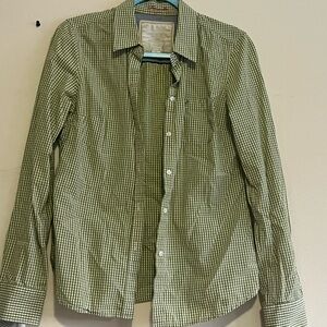 American Eagle Outfitters Olive Checkered Shirt